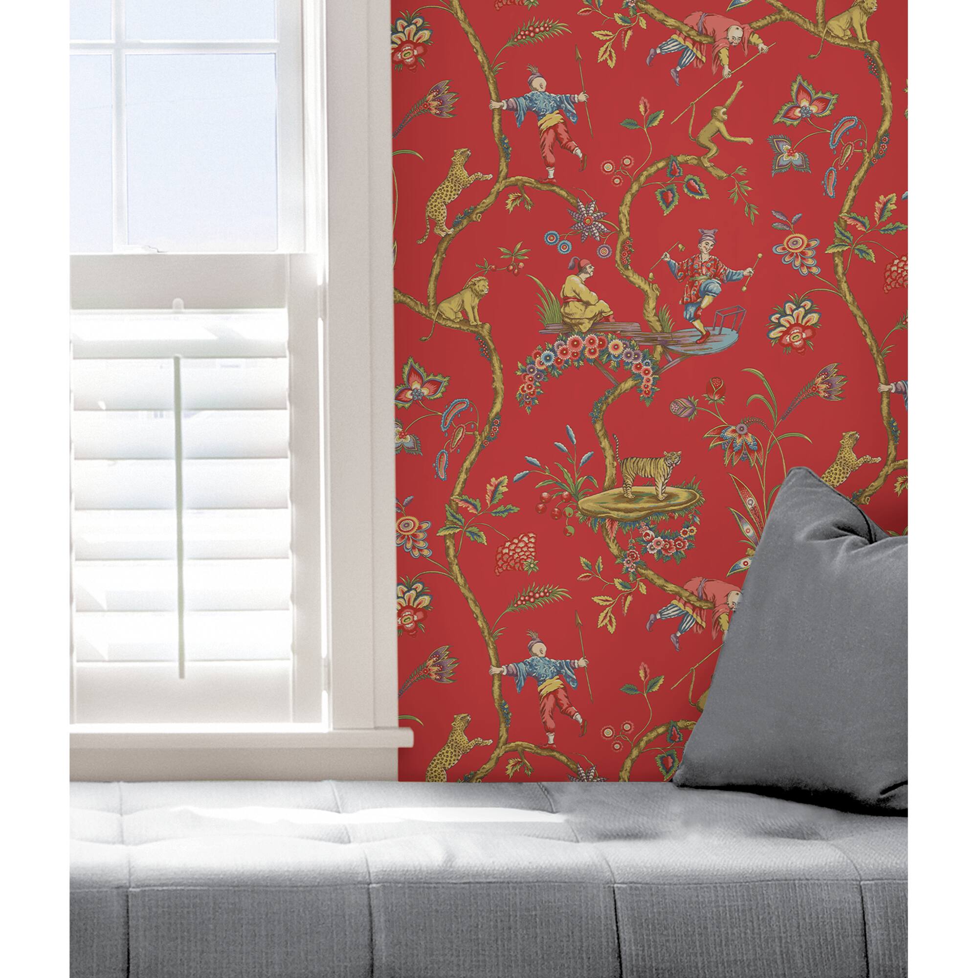 Wallpops Tomato Chinoise Exotique Scalamandre Self Adhesive Wallpaper
